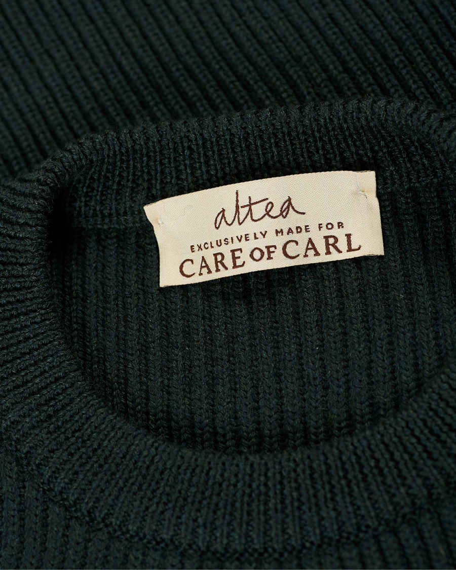 Men | Sweaters & Knitwear | Altea | Rib Stitch Crew Neck Dark Green