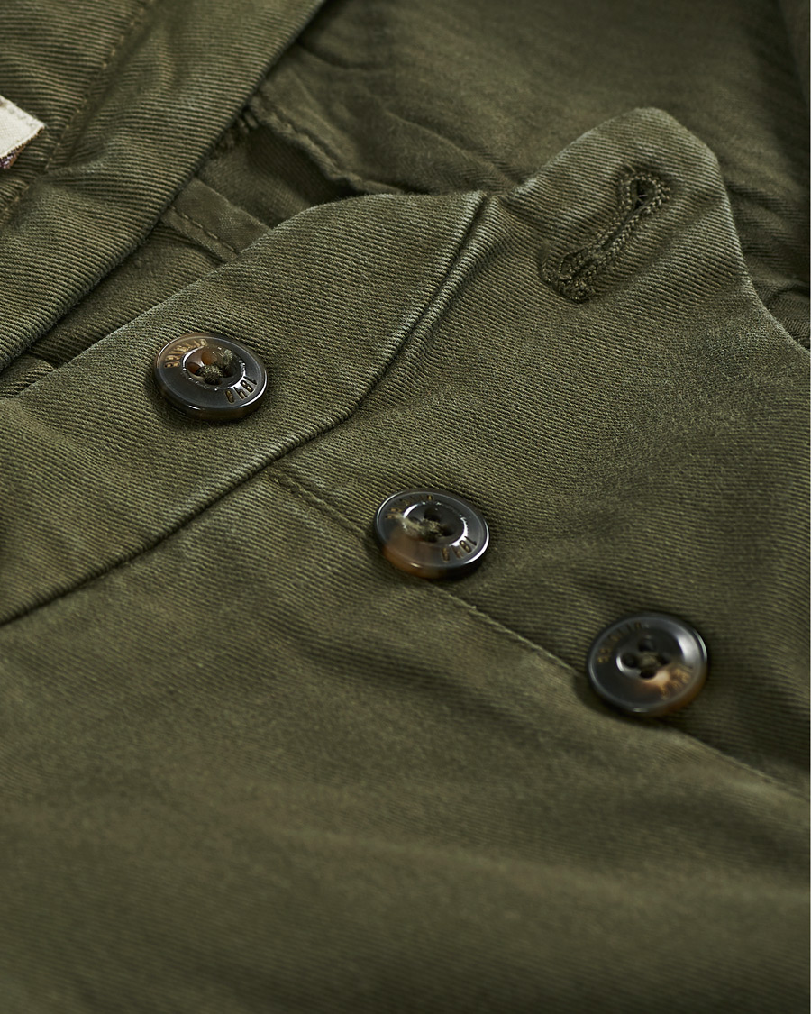 Men | Trousers | Briglia 1949 | Easy Fit Pleated Cotton Chinos Olive