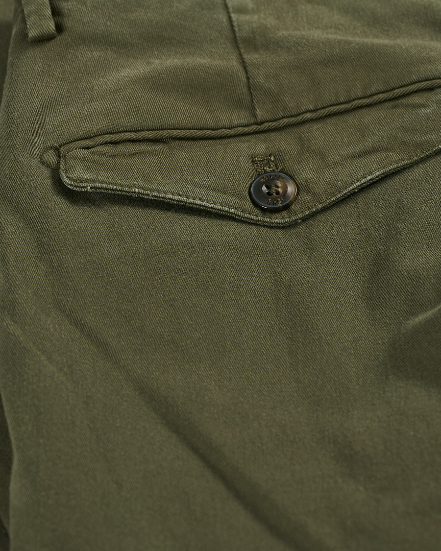 Men | Trousers | Briglia 1949 | Easy Fit Pleated Cotton Chinos Olive