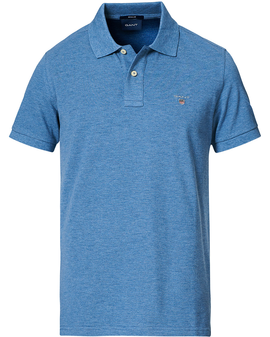 Men | Polo Shirts | GANT | The Original Polo Denim Blue Melange