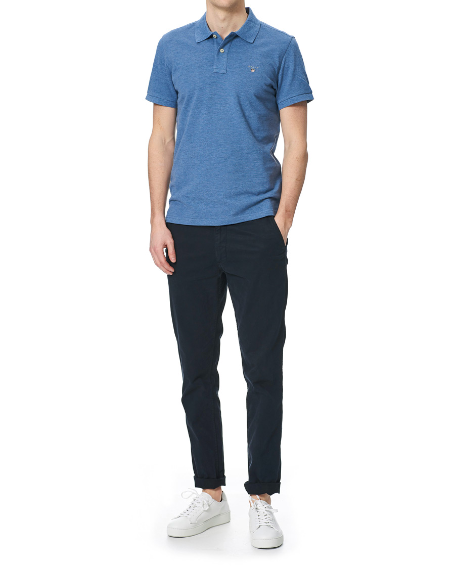 Men | Polo Shirts | GANT | The Original Polo Denim Blue Melange