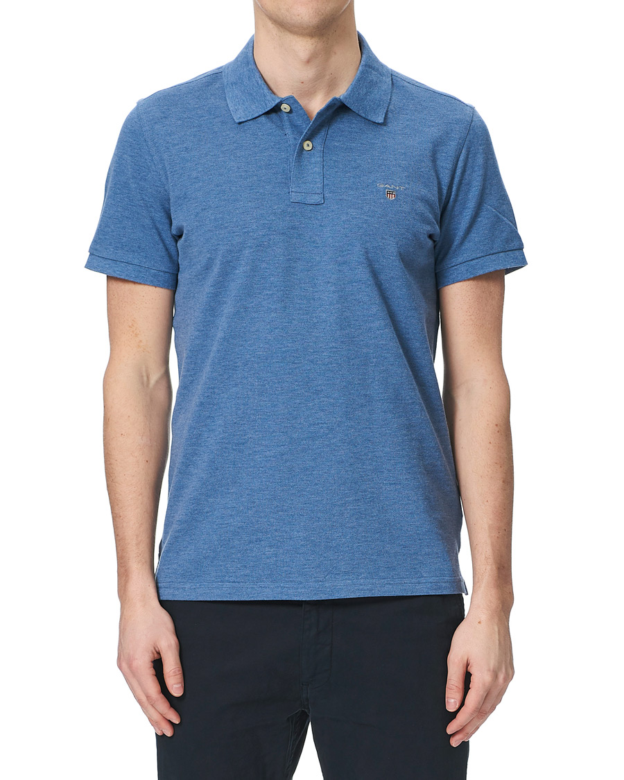 Men | Polo Shirts | GANT | The Original Polo Denim Blue Melange