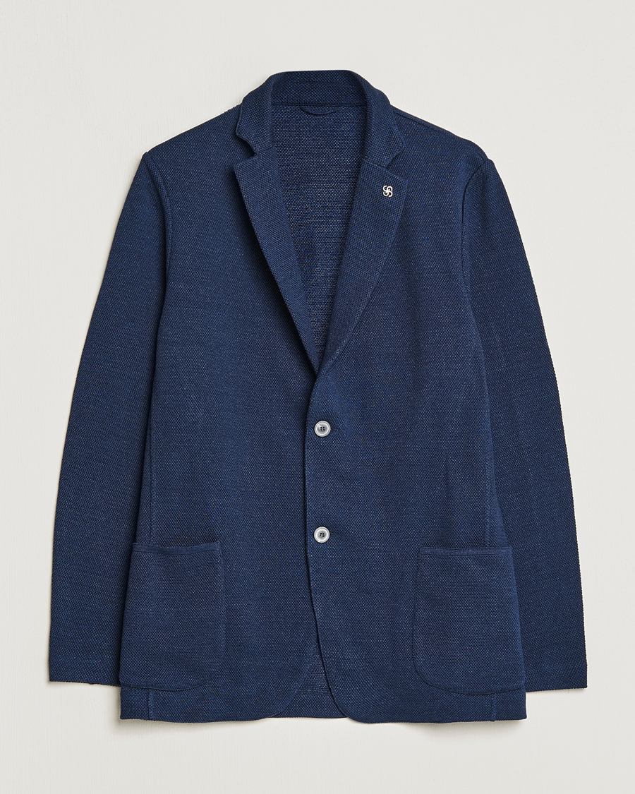 Men | Blazers | Gran Sasso | Structured Cotton/Linen Blazer Navy