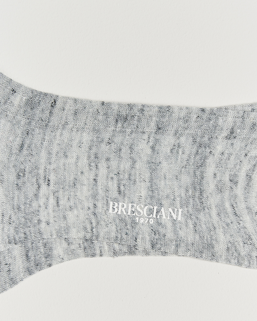 Men | Underwear & Socks | Bresciani | Linen Ribbed Short Socks Off White
