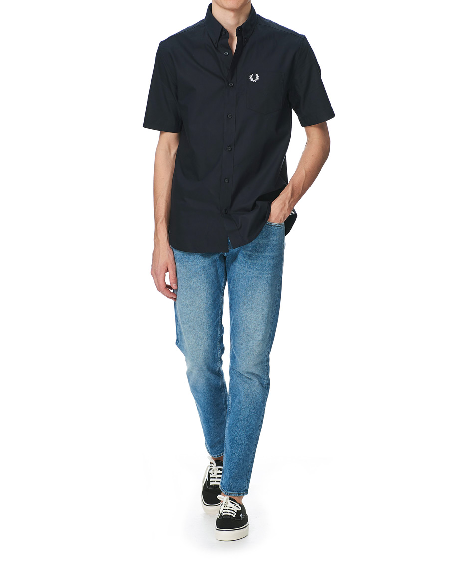 Men | Shirts | Fred Perry | Short Sleeve Oxford Shirt Navy