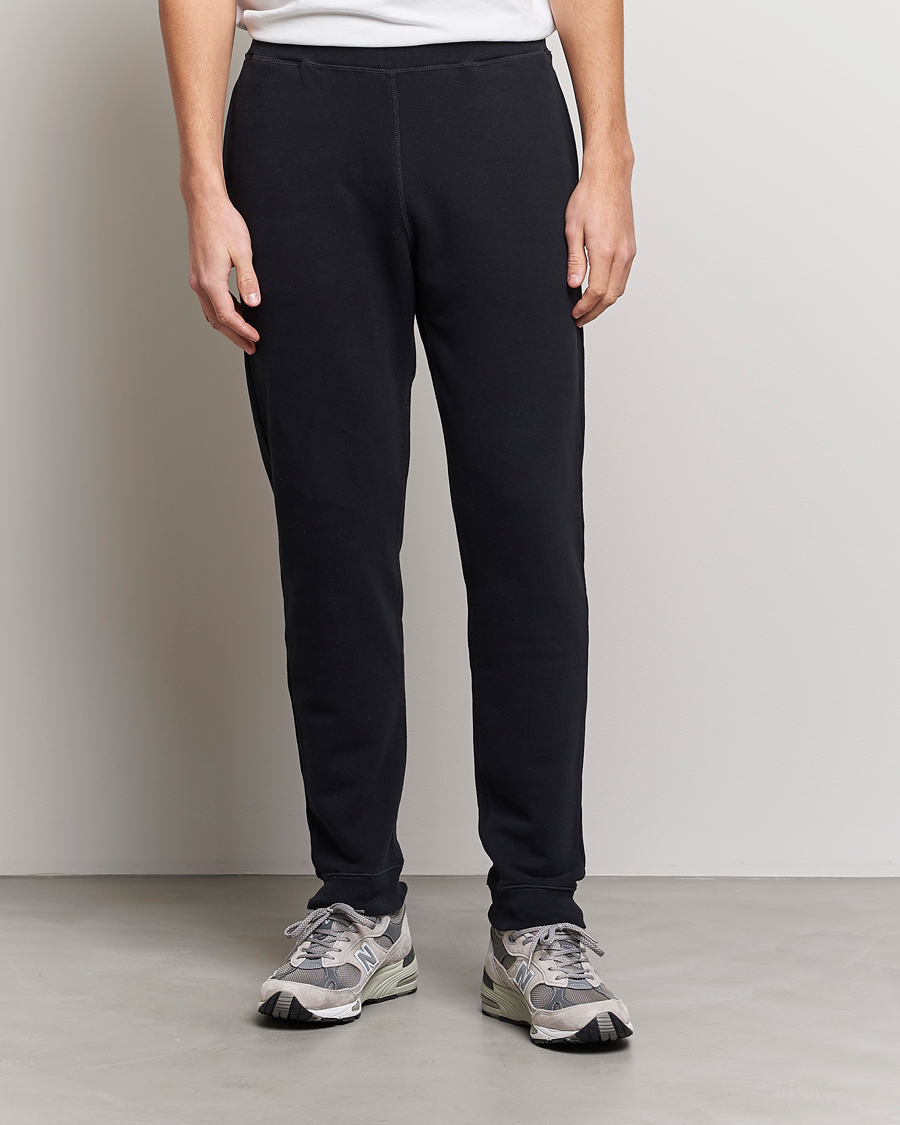 Men | Trousers | Sunspel | Cotton Loopback Track Pants Black