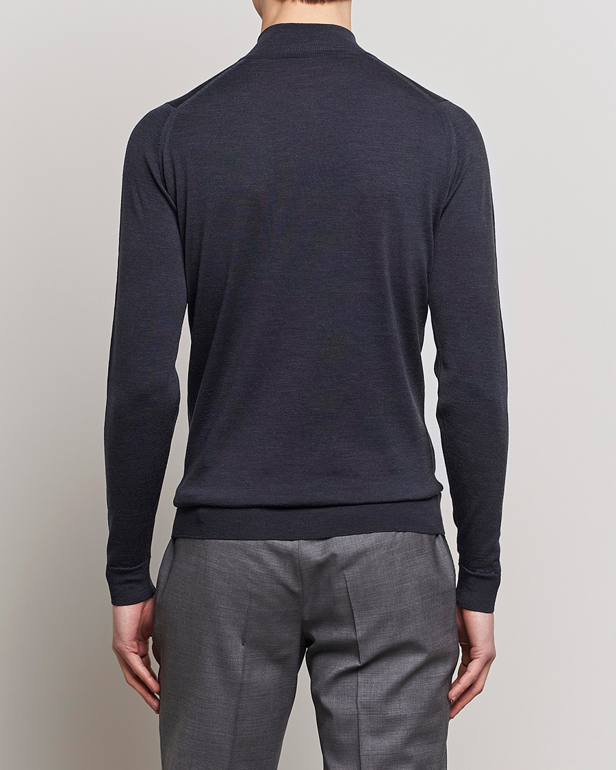 Men | Sweaters & Knitwear | John Smedley | Barrow Extra Fine Merino Half Zip Hepburn Smoke