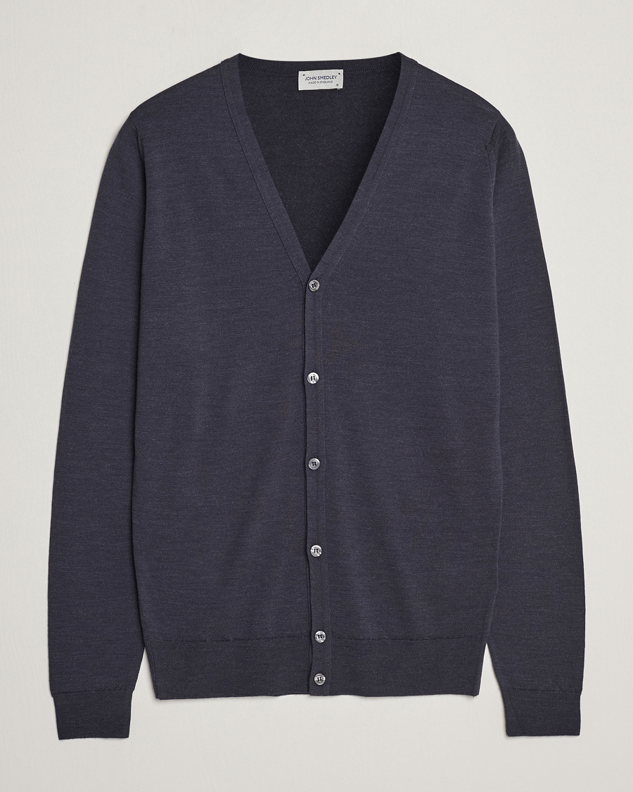 Men | Sweaters & Knitwear | John Smedley | Petworth Extra Fine Merino Cardigan Hepburn Smoke