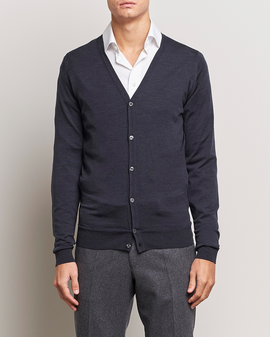 Men | Sweaters & Knitwear | John Smedley | Petworth Extra Fine Merino Cardigan Hepburn Smoke