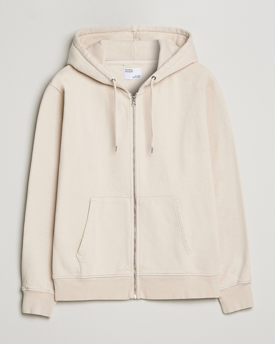 Men | Sweaters & Knitwear | Colorful Standard | Classic Organic Full Zip Hood Ivory White
