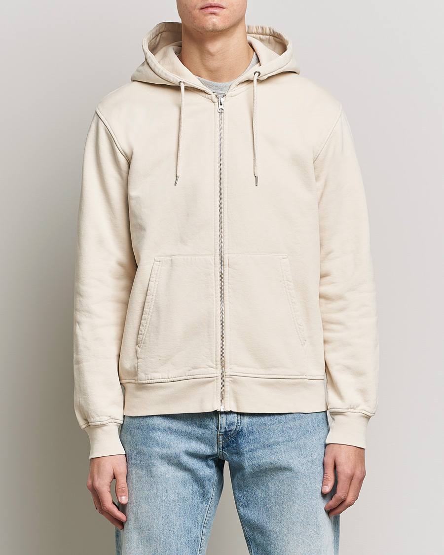 Men | Sweaters & Knitwear | Colorful Standard | Classic Organic Full Zip Hood Ivory White