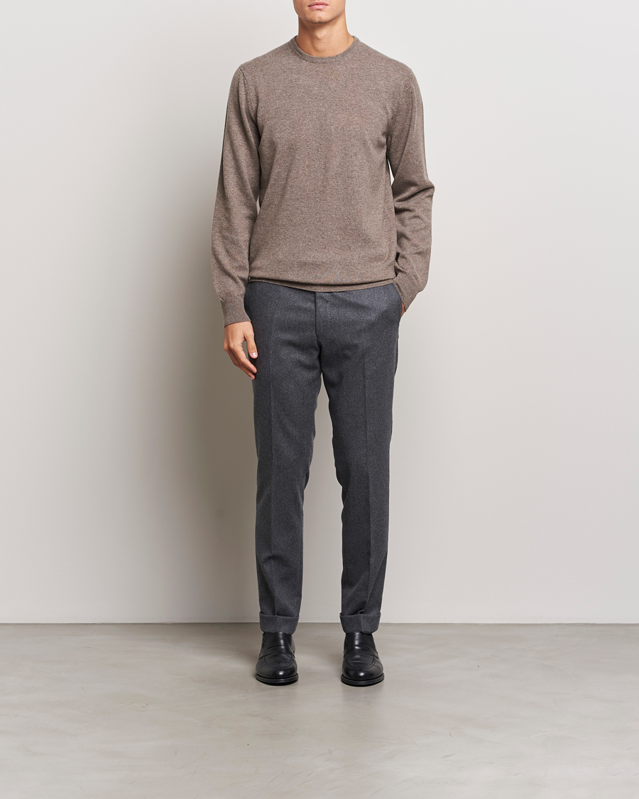 Men | Sweaters & Knitwear | Piacenza Cashmere | Cashmere Crew Neck Sweater Brown