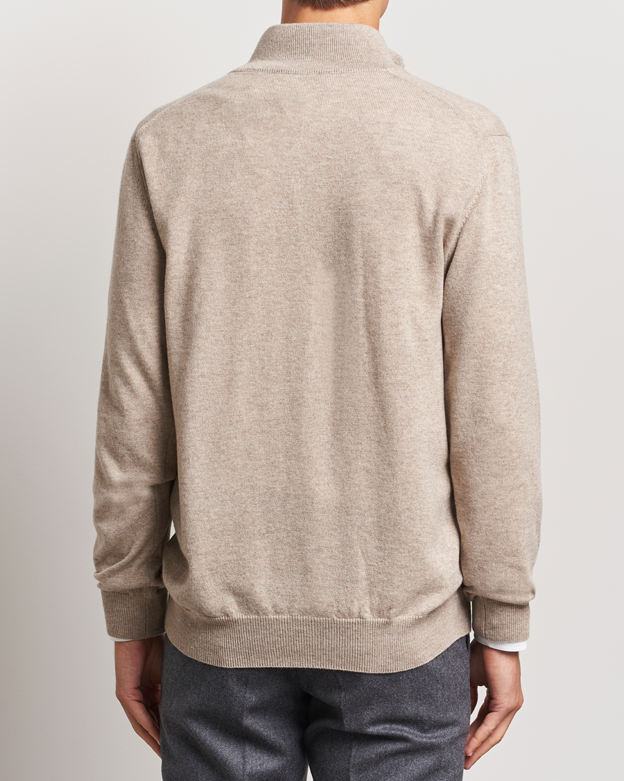 Men | Sweaters & Knitwear | Piacenza Cashmere | Cashmere Half Zip Sweater Beige