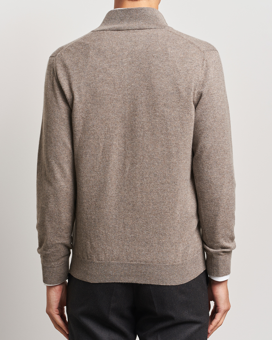Men | Sweaters & Knitwear | Piacenza Cashmere | Cashmere Half Zip Sweater Brown