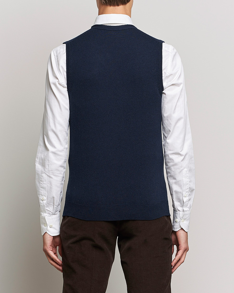 Men | Sweaters & Knitwear | Piacenza Cashmere | Cashmere Sleeveless Cardigan Navy