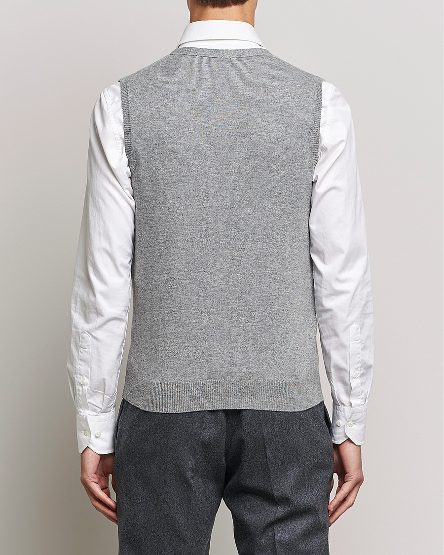 Men | Sweaters & Knitwear | Piacenza Cashmere | Cashmere Sleeveless Cardigan Light Grey