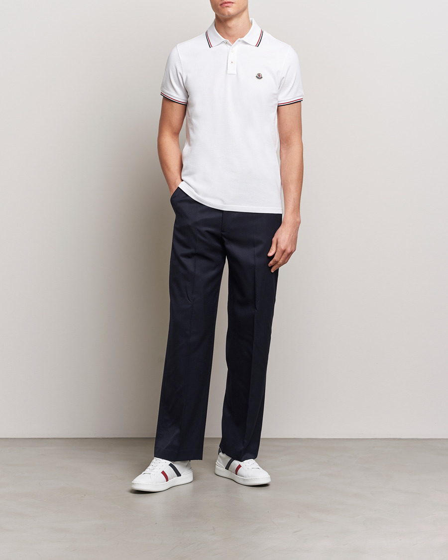 Men | Polo Shirts | Moncler | Contrast Rib Polo White
