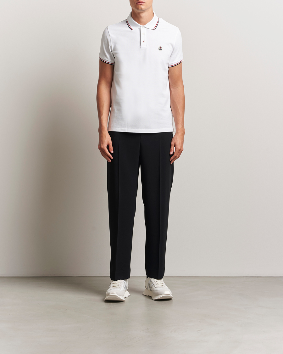 Men | Polo Shirts | Moncler | Contrast Rib Polo White
