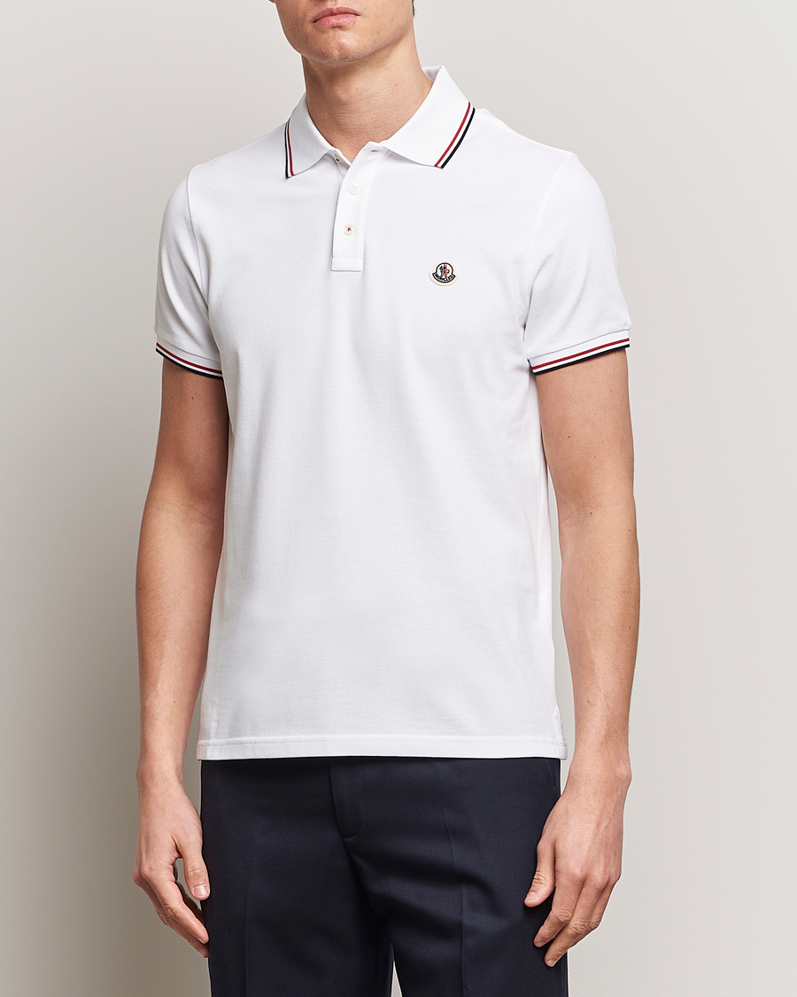Men | Polo Shirts | Moncler | Contrast Rib Polo White