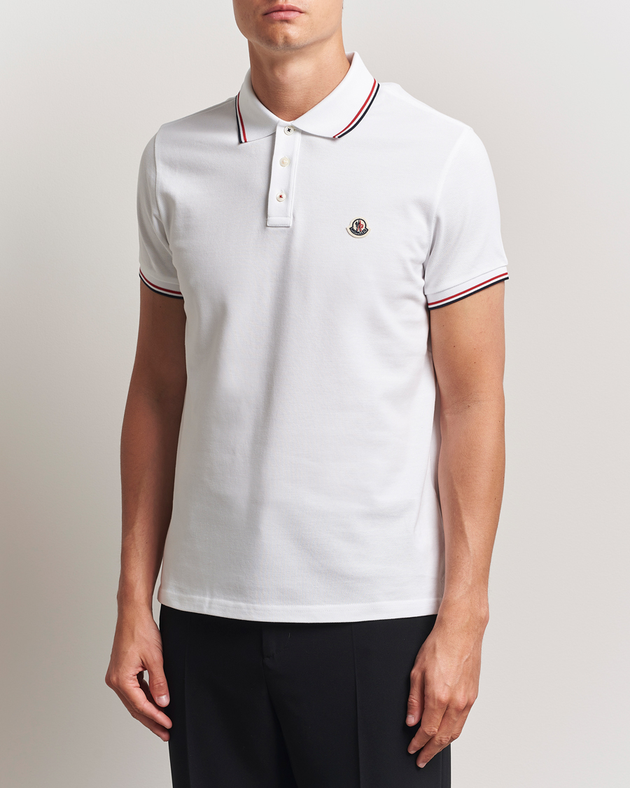 Men | Polo Shirts | Moncler | Contrast Rib Polo White