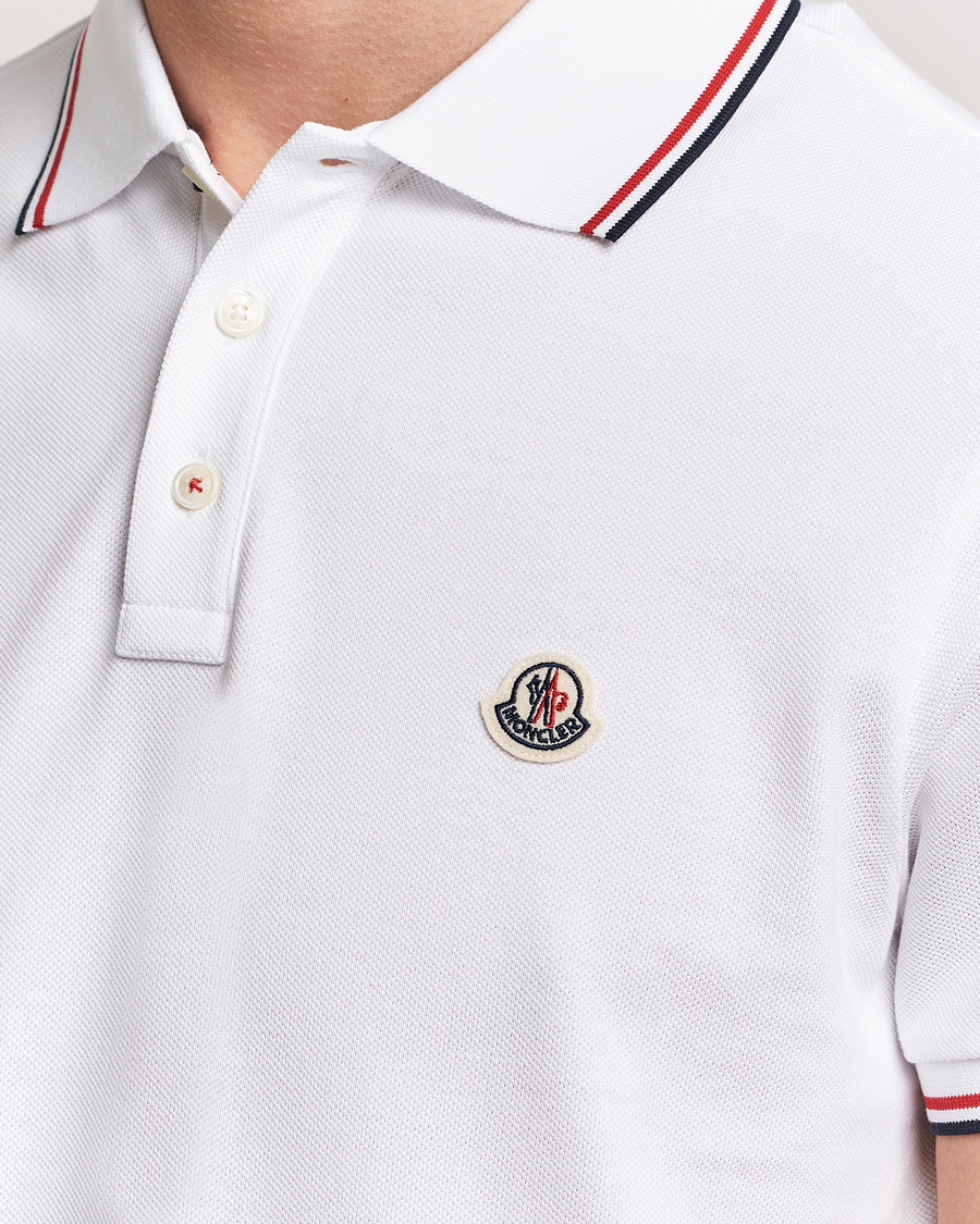 Men | Polo Shirts | Moncler | Contrast Rib Polo White