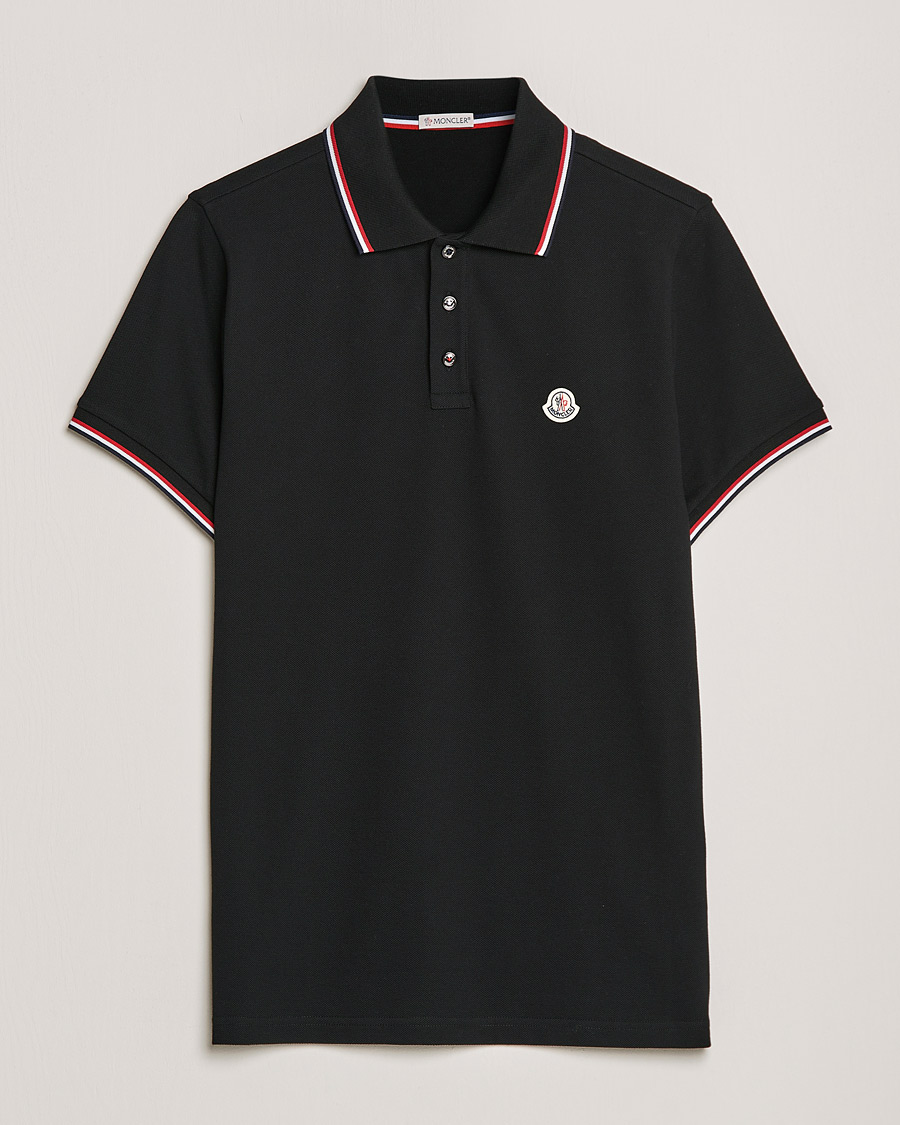 Men | Polo Shirts | Moncler | Contrast Rib Polo Black