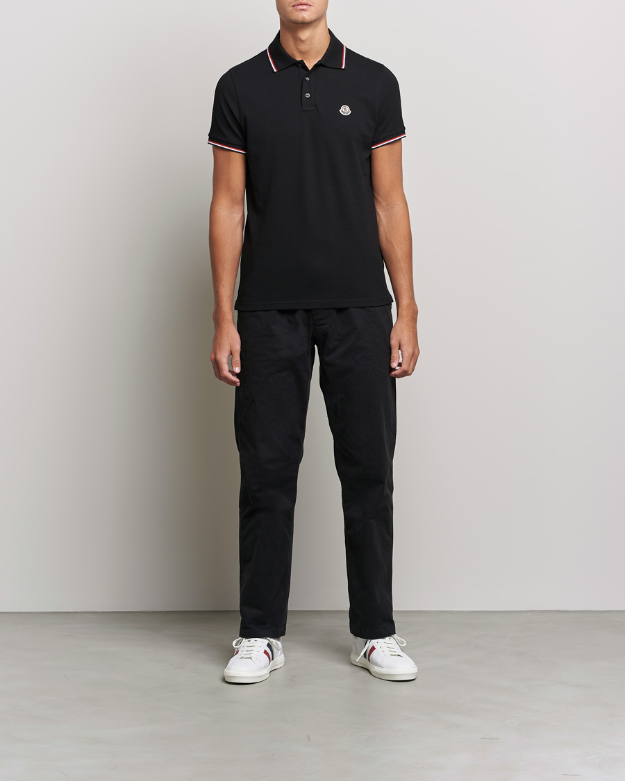 Men | Polo Shirts | Moncler | Contrast Rib Polo Black
