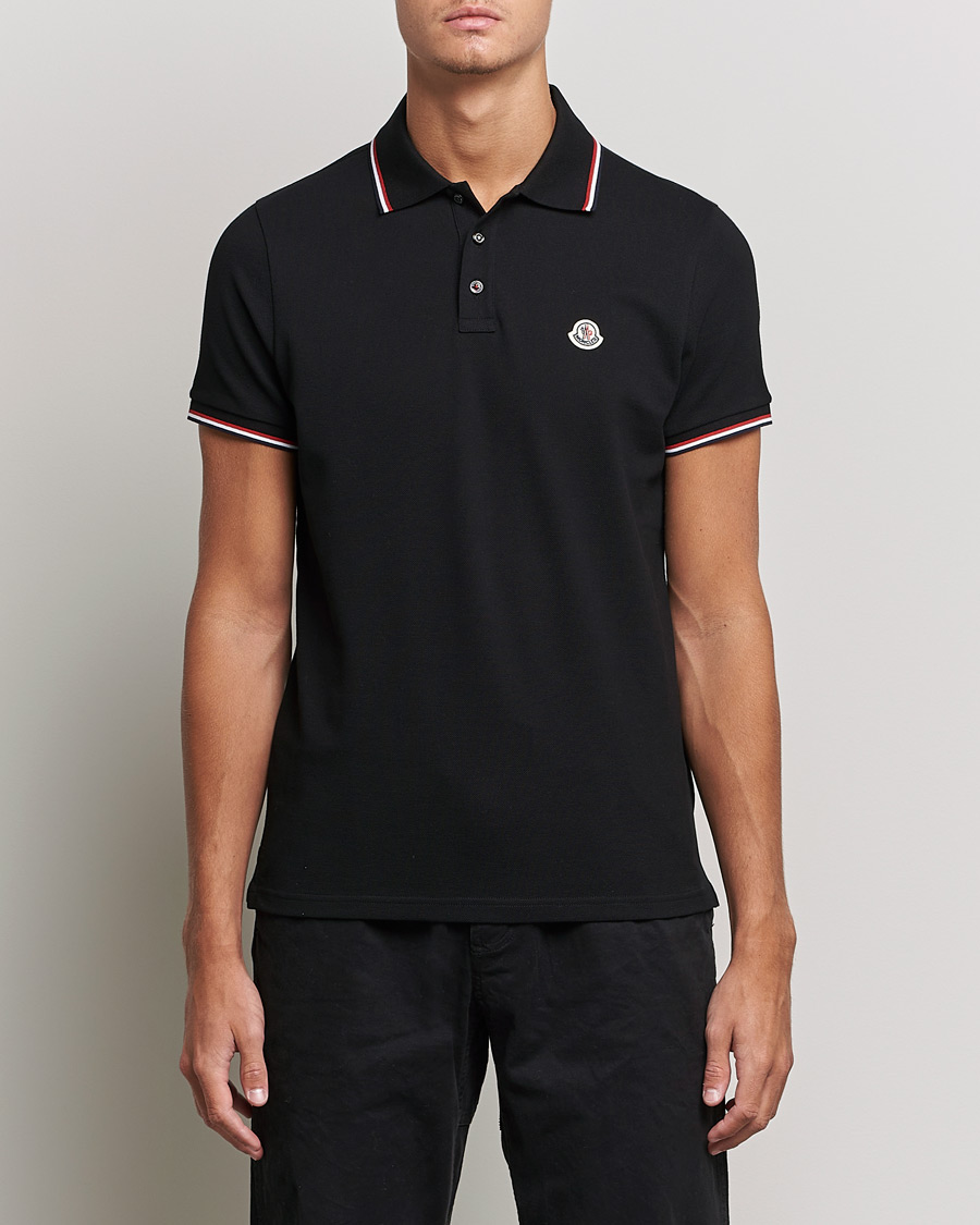 Men | Polo Shirts | Moncler | Contrast Rib Polo Black