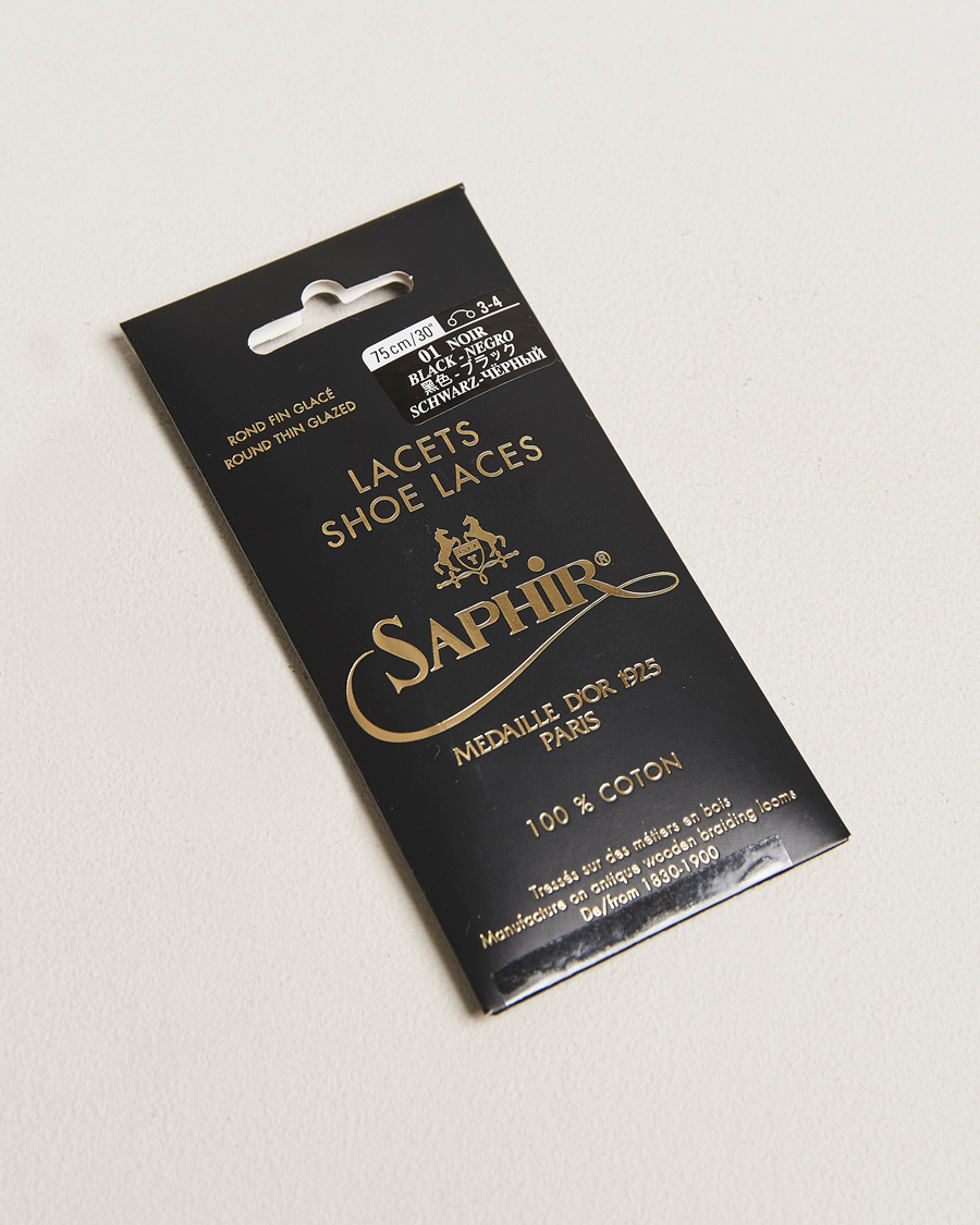 Men | Shoe Care | Saphir Medaille d'Or | Shoe Laces Thin Waxed 75cm Black