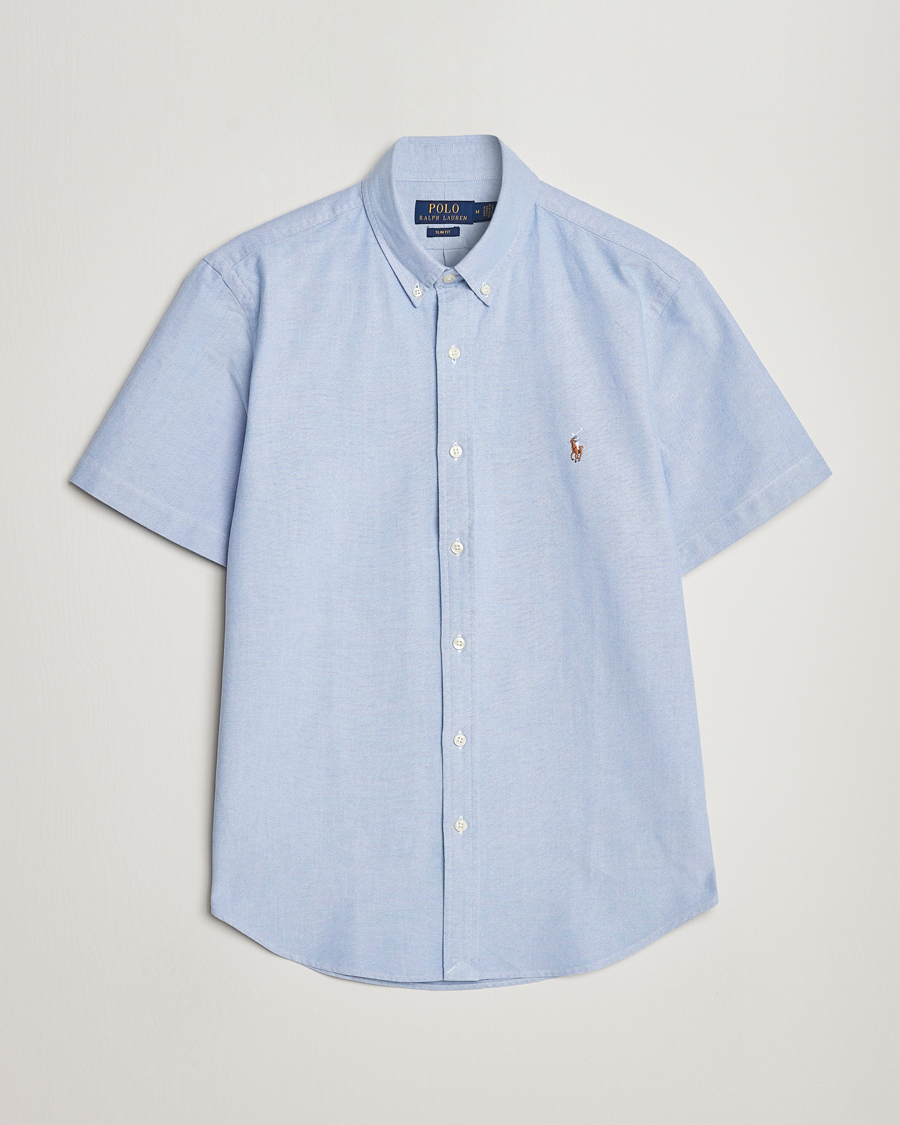 Men | Shirts | Polo Ralph Lauren | Slim Fit Oxford Short Sleeve Shirt Blue