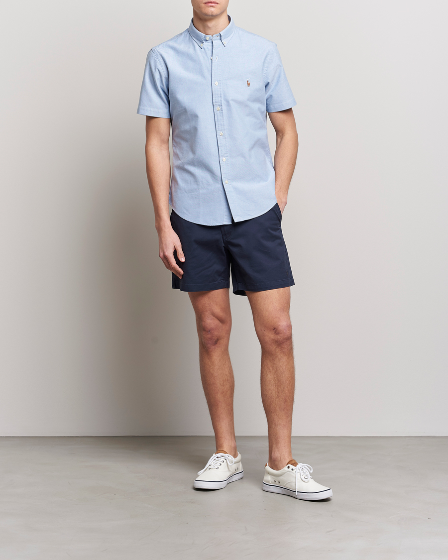 Men | Shirts | Polo Ralph Lauren | Slim Fit Oxford Short Sleeve Shirt Blue