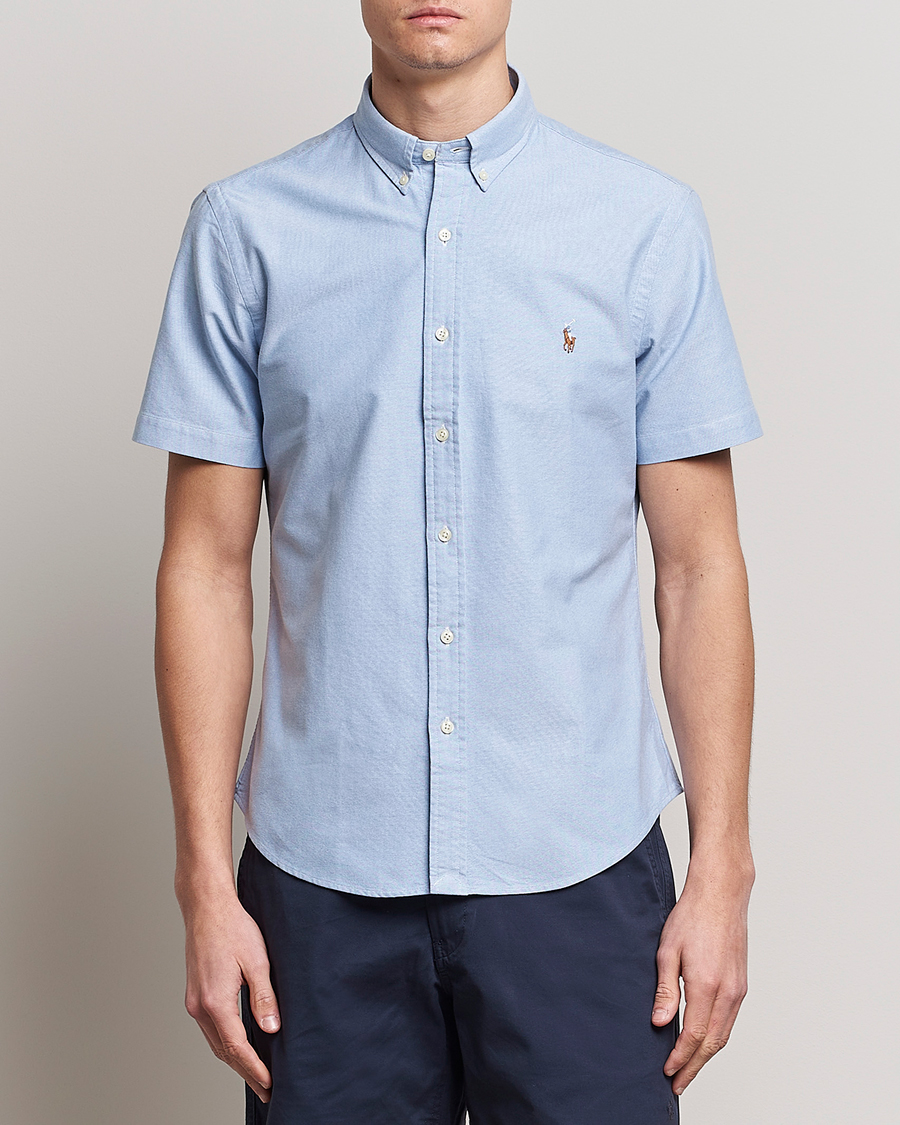 Men | Shirts | Polo Ralph Lauren | Slim Fit Oxford Short Sleeve Shirt Blue