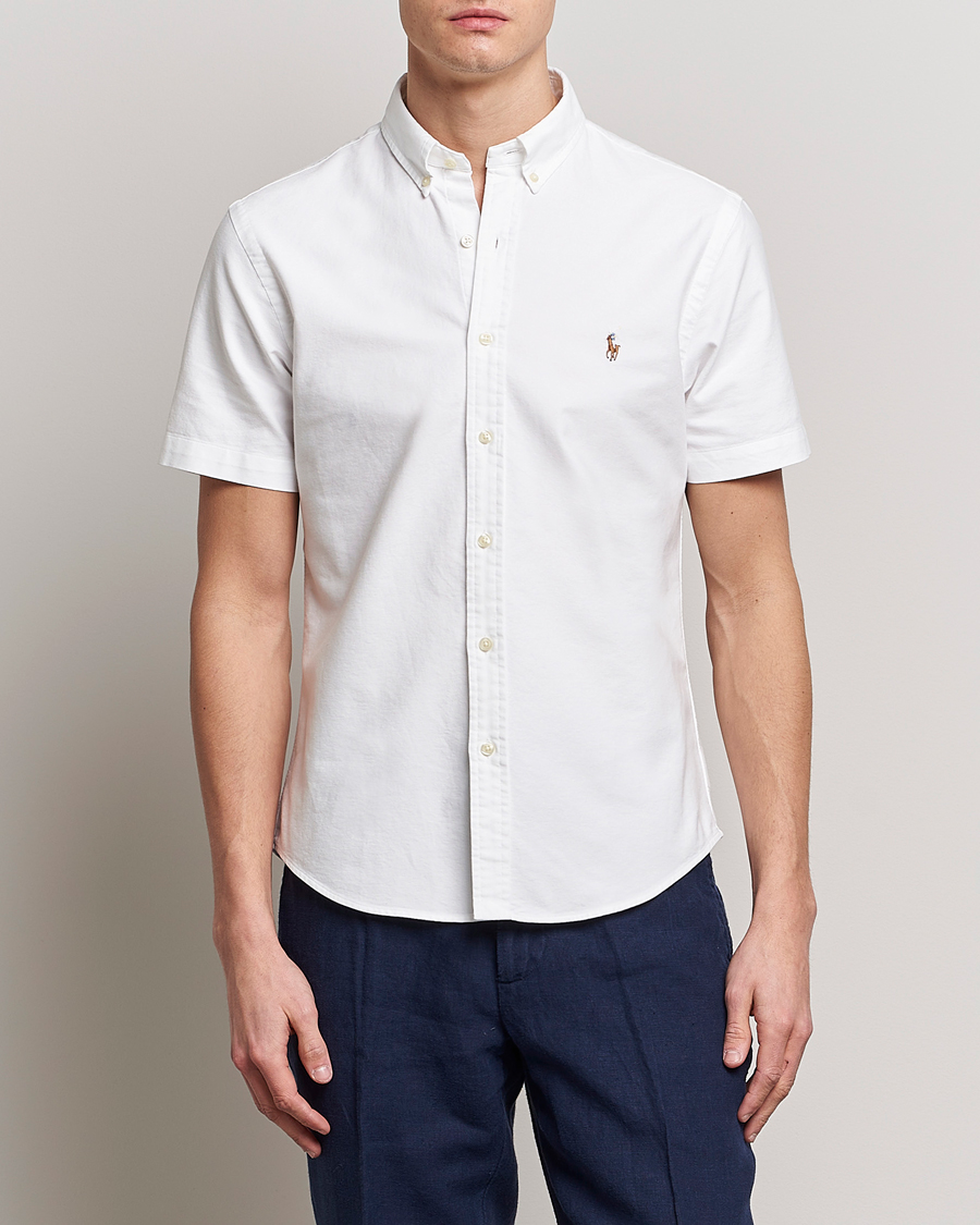 Men | Shirts | Polo Ralph Lauren | Slim Fit Oxford Short Sleeve Shirt White