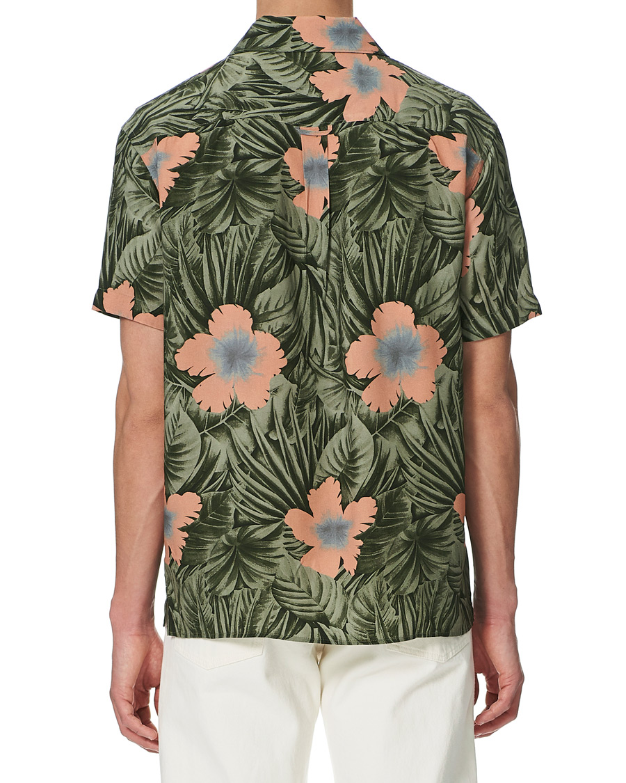 Men | Shirts | J.Lindeberg | Printed Short Sleeve Camp Collar Shirt Sage