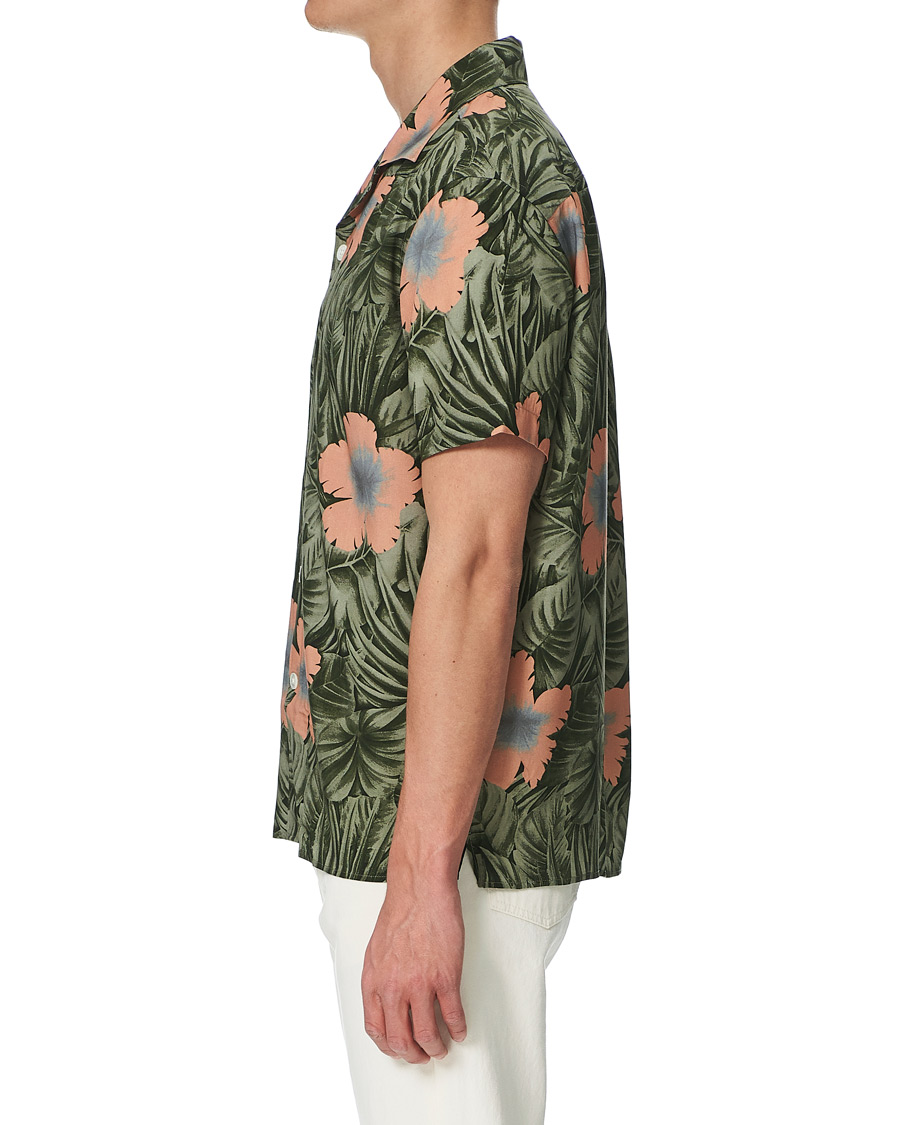 Men | Shirts | J.Lindeberg | Printed Short Sleeve Camp Collar Shirt Sage