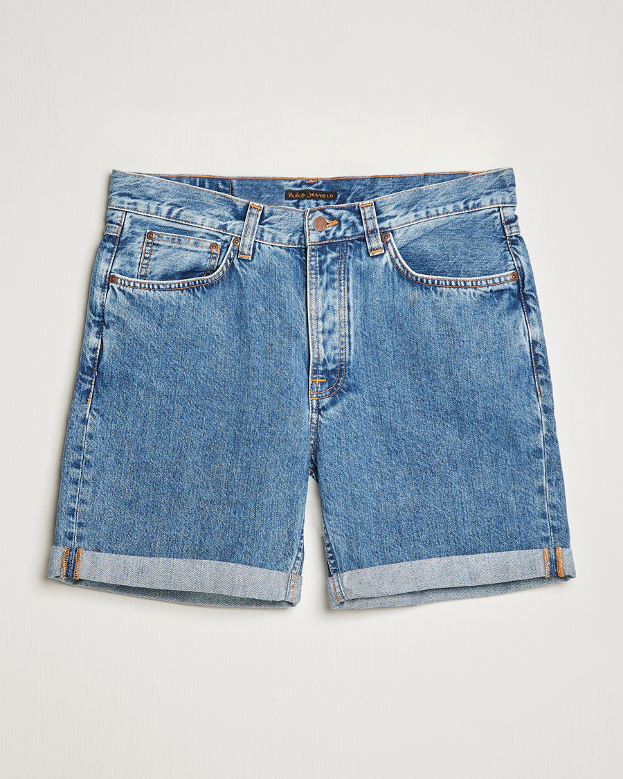 Men | Shorts | Nudie Jeans | Josh Stretch Denim Shorts Friendly Blue