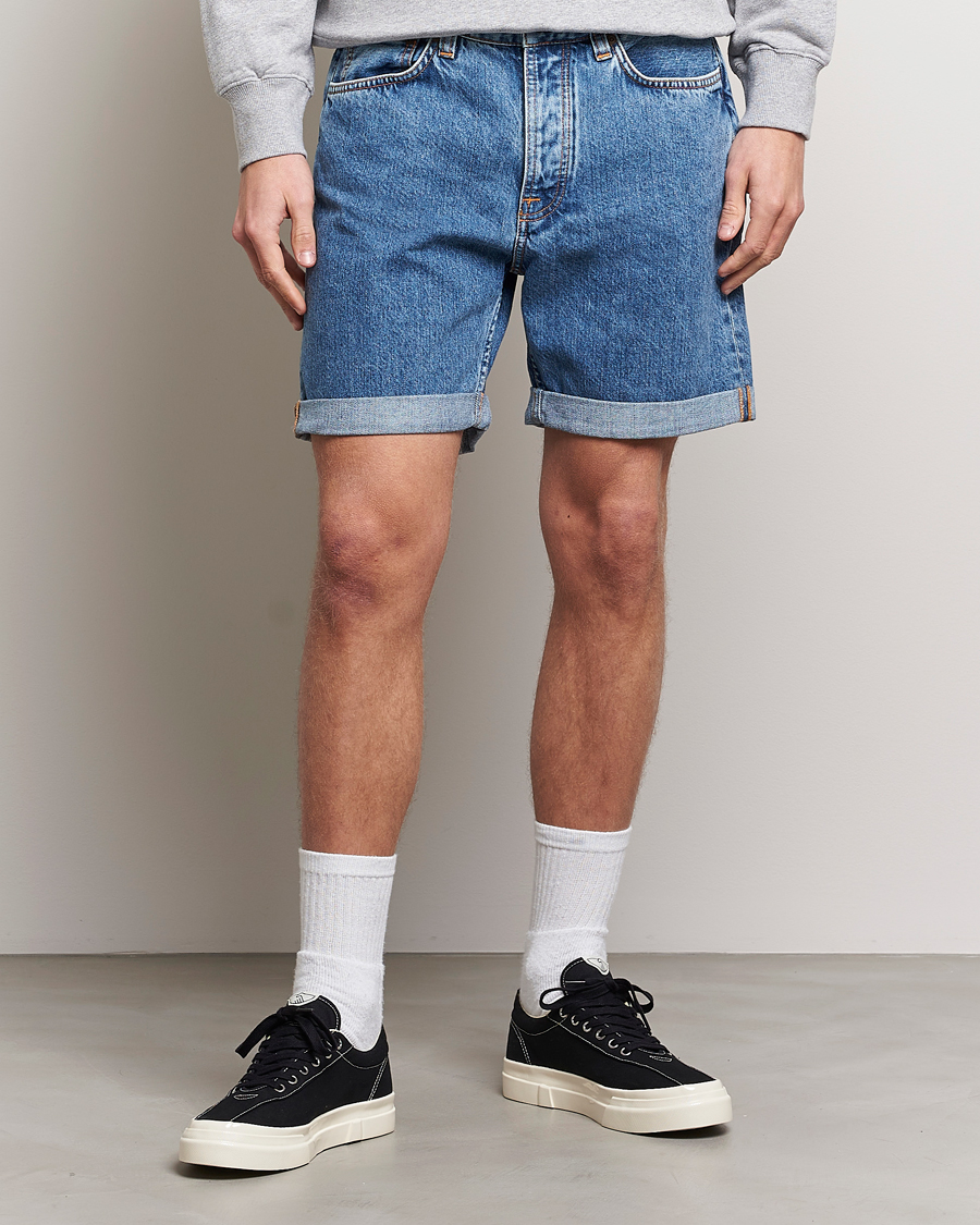 Men | Shorts | Nudie Jeans | Josh Stretch Denim Shorts Friendly Blue