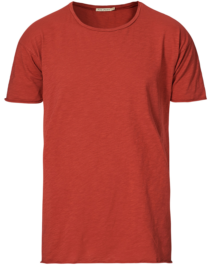Men | T-Shirts | Nudie Jeans | Roger Slub Crew Neck Tee Poppy Red