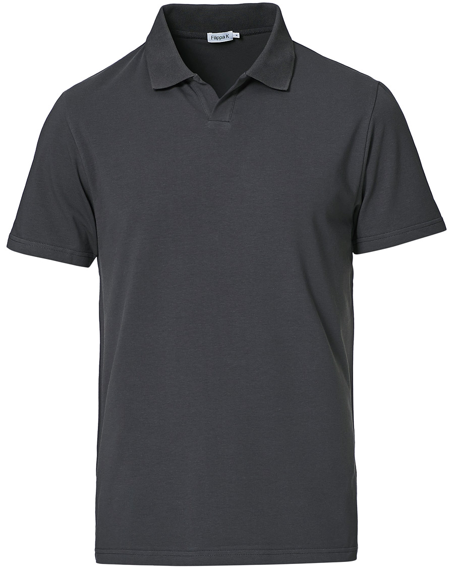 Men | Polo Shirts | Filippa K | Soft Lycra Polo T-Shirt Metal