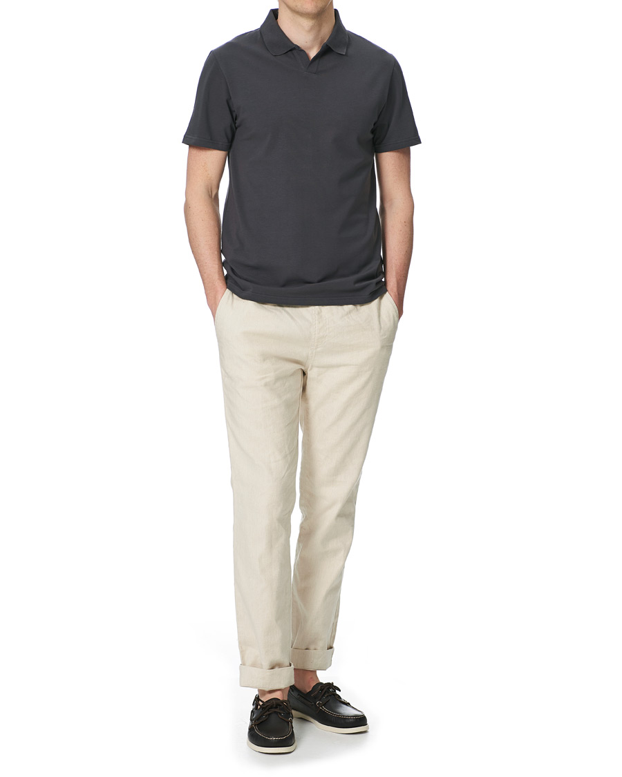 Men | Polo Shirts | Filippa K | Soft Lycra Polo T-Shirt Metal