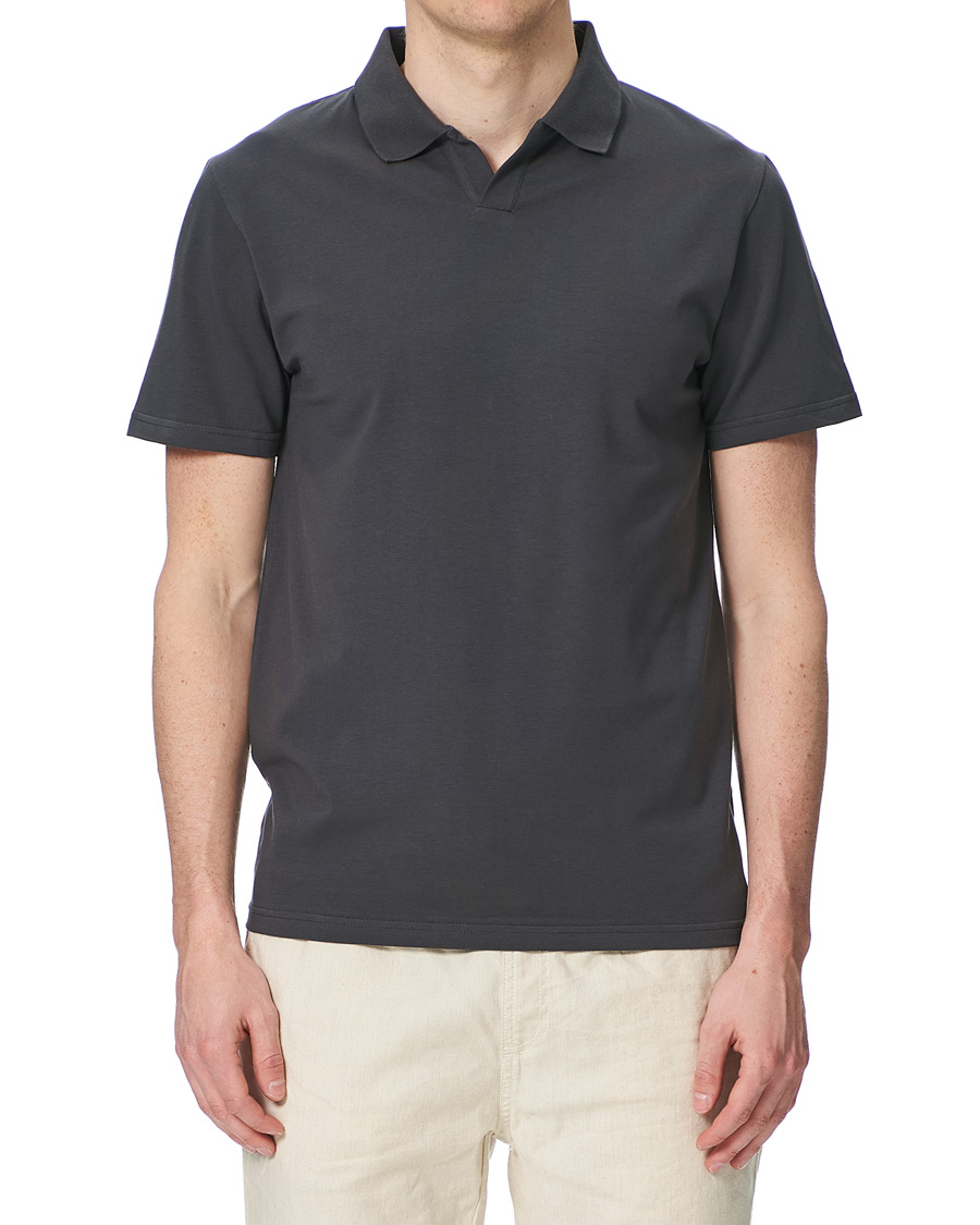 Men | Polo Shirts | Filippa K | Soft Lycra Polo T-Shirt Metal