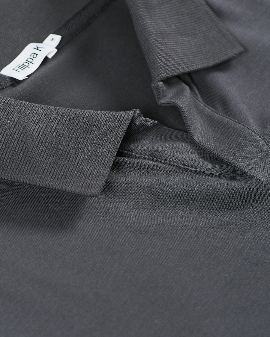 Men | Polo Shirts | Filippa K | Soft Lycra Polo T-Shirt Metal