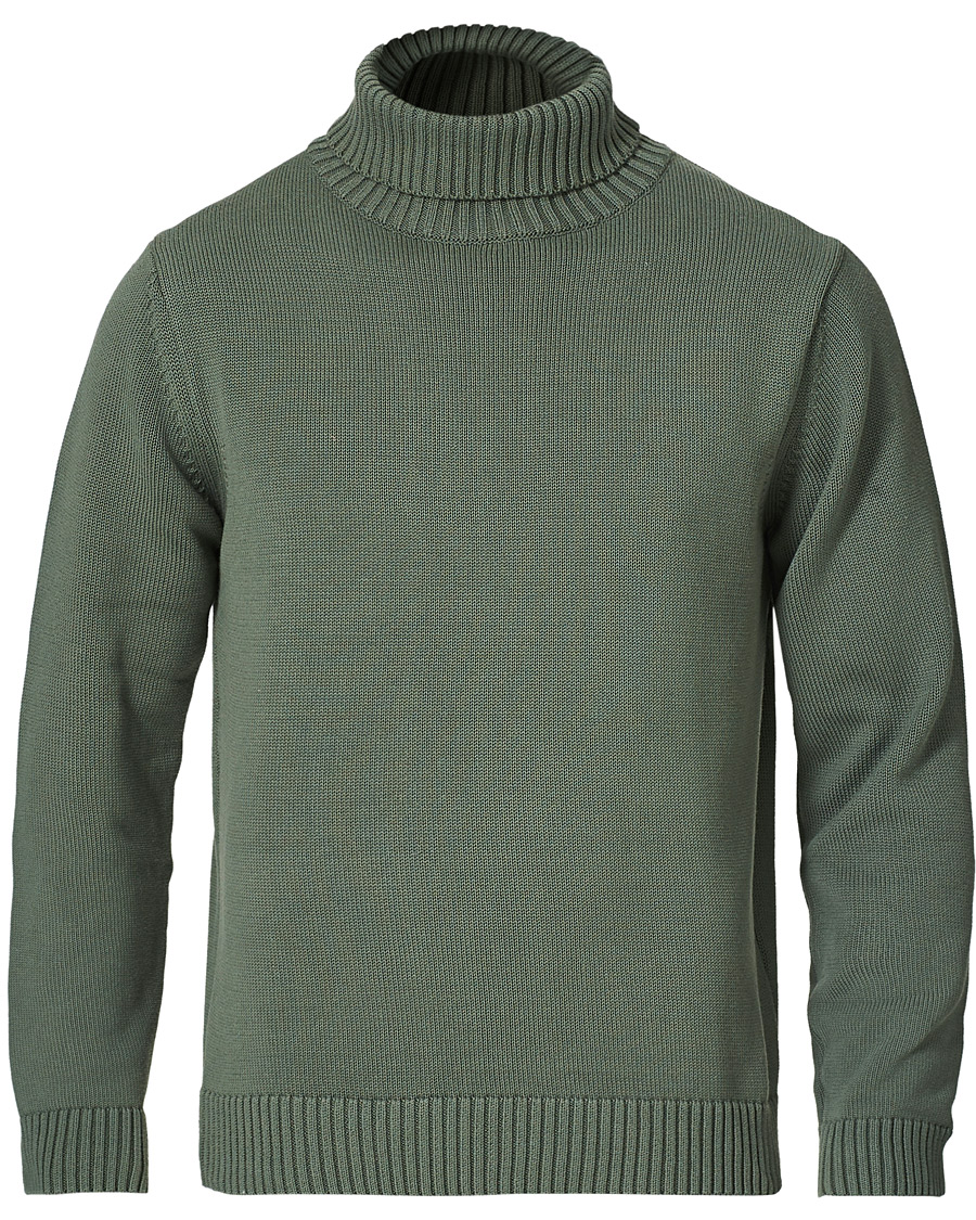 Men | Sweaters & Knitwear | Stenströms | Heavy Cotton Rollneck Dusty Olive