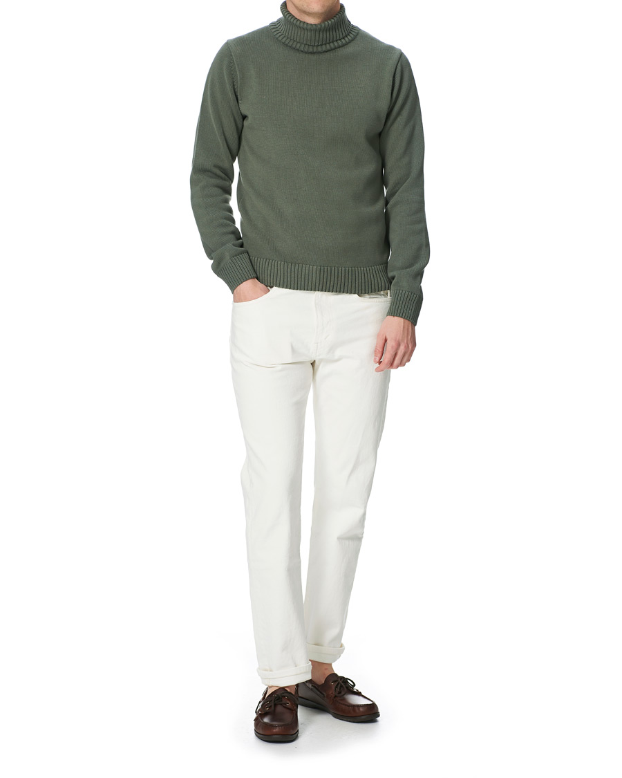 Men | Sweaters & Knitwear | Stenströms | Heavy Cotton Rollneck Dusty Olive