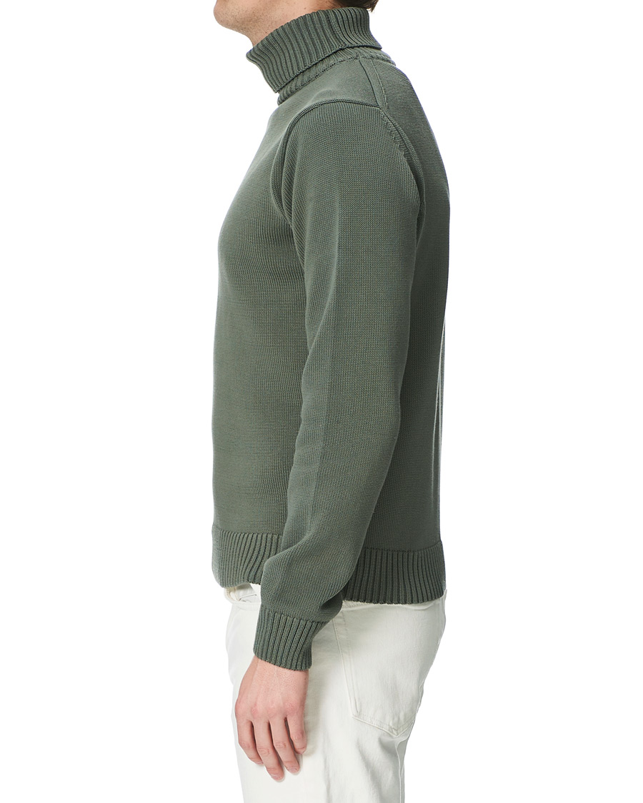 Men | Sweaters & Knitwear | Stenströms | Heavy Cotton Rollneck Dusty Olive