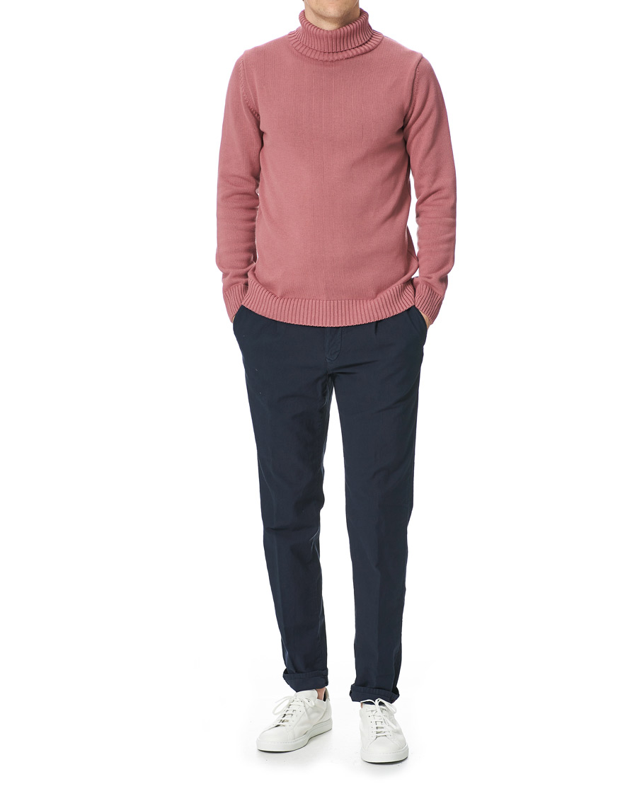 Men | Sweaters & Knitwear | Stenströms | Heavy Cotton Rollneck Dusty Pink