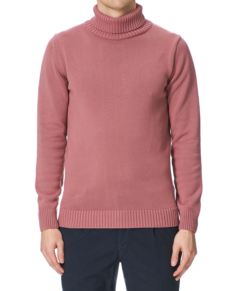 Men | Sweaters & Knitwear | Stenströms | Heavy Cotton Rollneck Dusty Pink