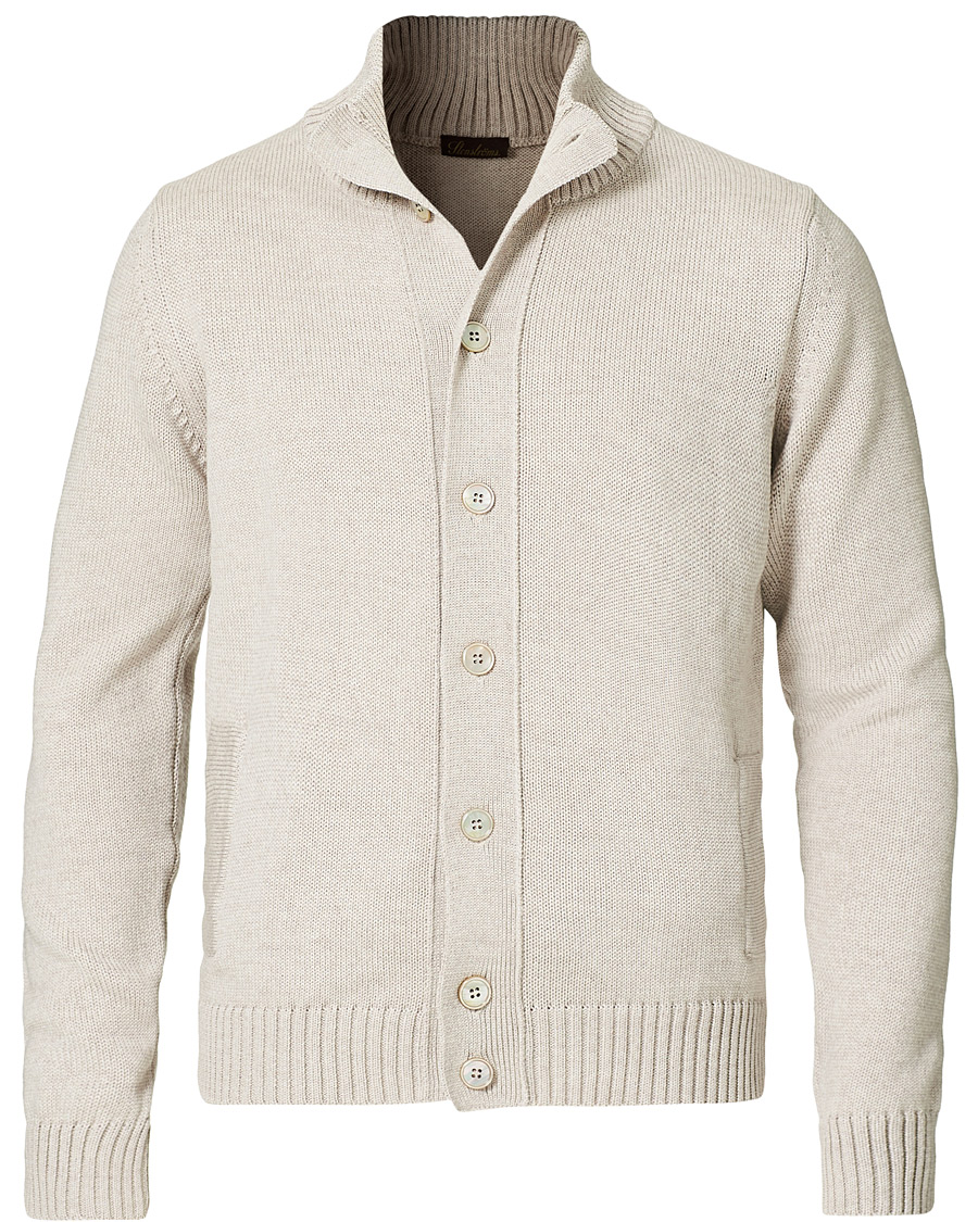 Men | Sweaters & Knitwear | Stenströms | Heavy Merino Wool Cardigan Beige