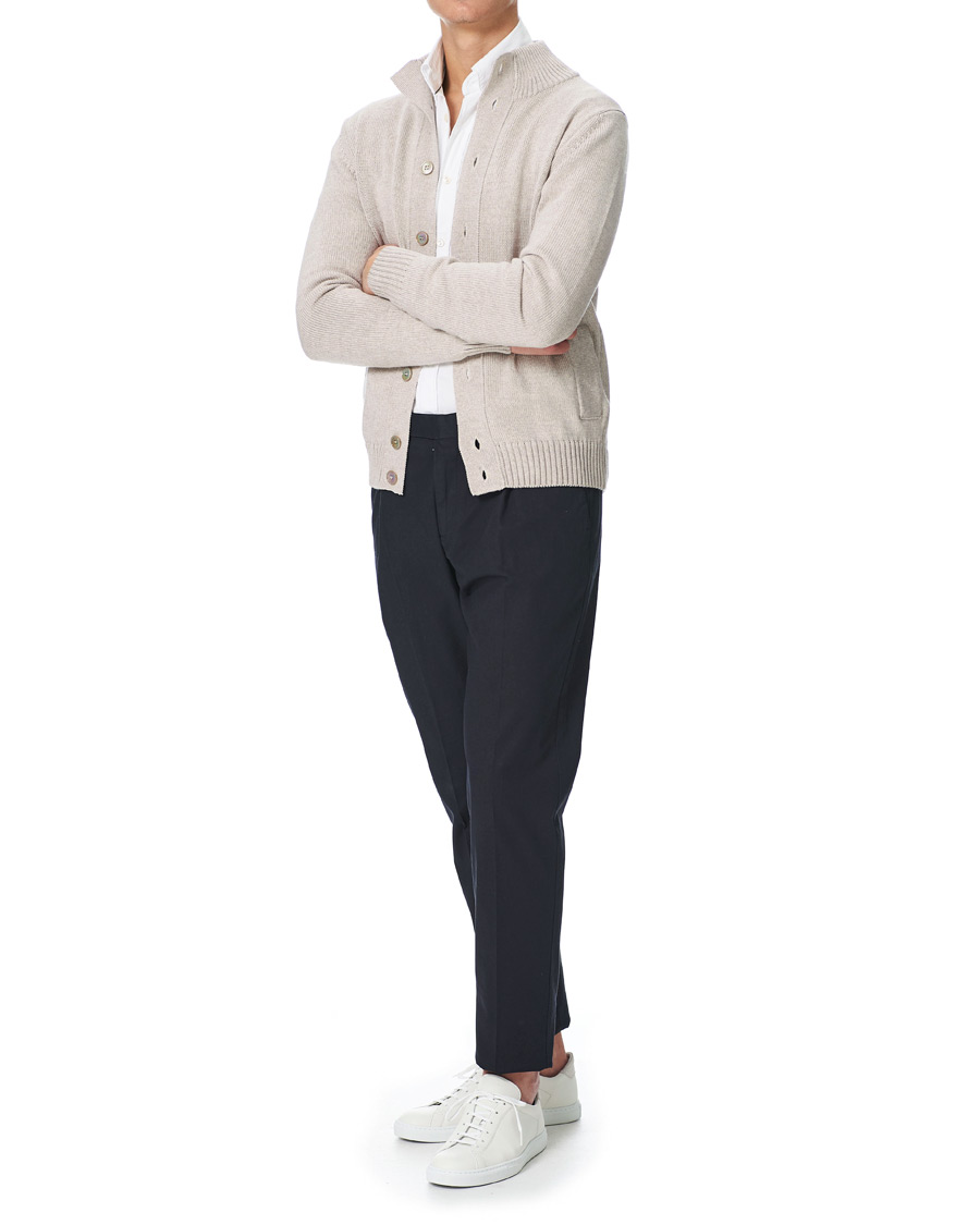 Men | Sweaters & Knitwear | Stenströms | Heavy Merino Wool Cardigan Beige