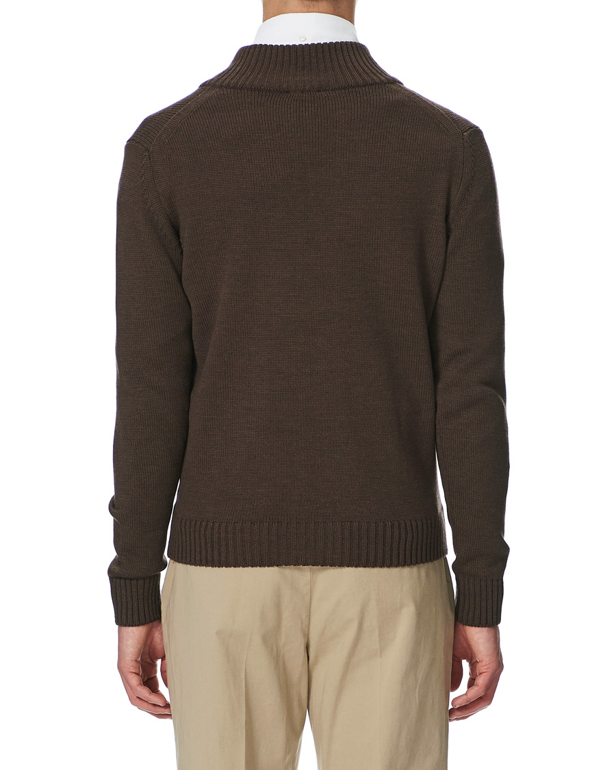 Men | Sweaters & Knitwear | Stenströms | Heavy Merino Wool Cardigan Brown